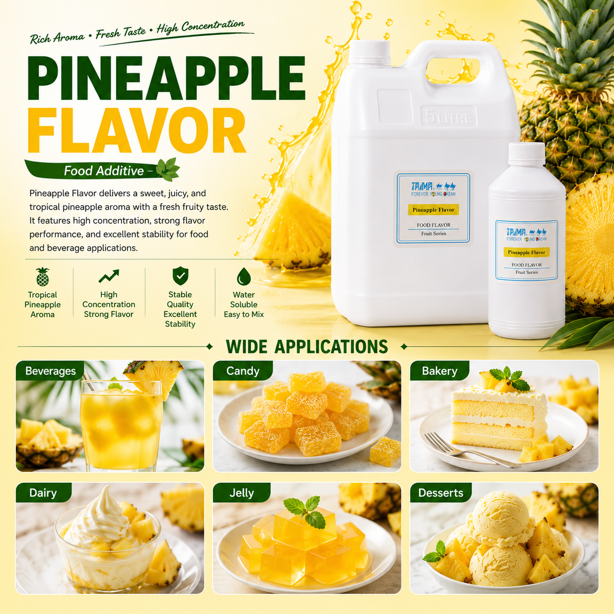 Premium Pineapple Flavor for beverage candy and bakery by XIAN TAIMA