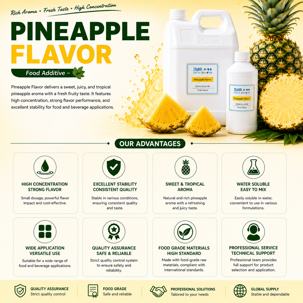 Pineapple Flavor applications for drinks candy bakery dairy and ice cream